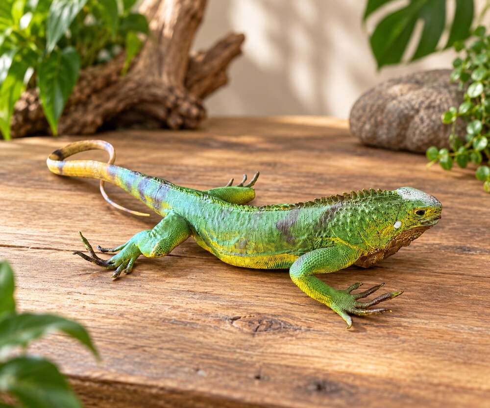 Vintage AAA Giant Green Iguana Rubber Lizard 32" Realistic Reptile Toy Figure